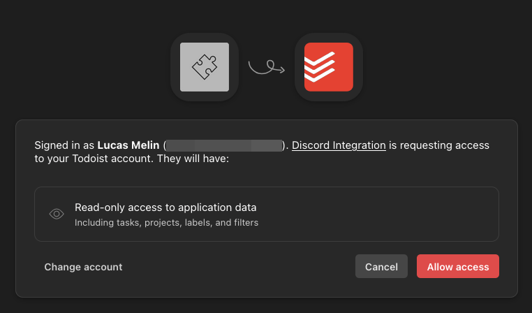 Todoist OAuth page